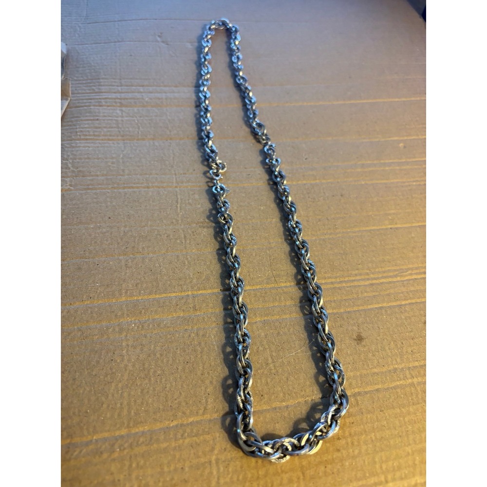 24" Stainless Steel Silver Chain Link Necklace   Vintage